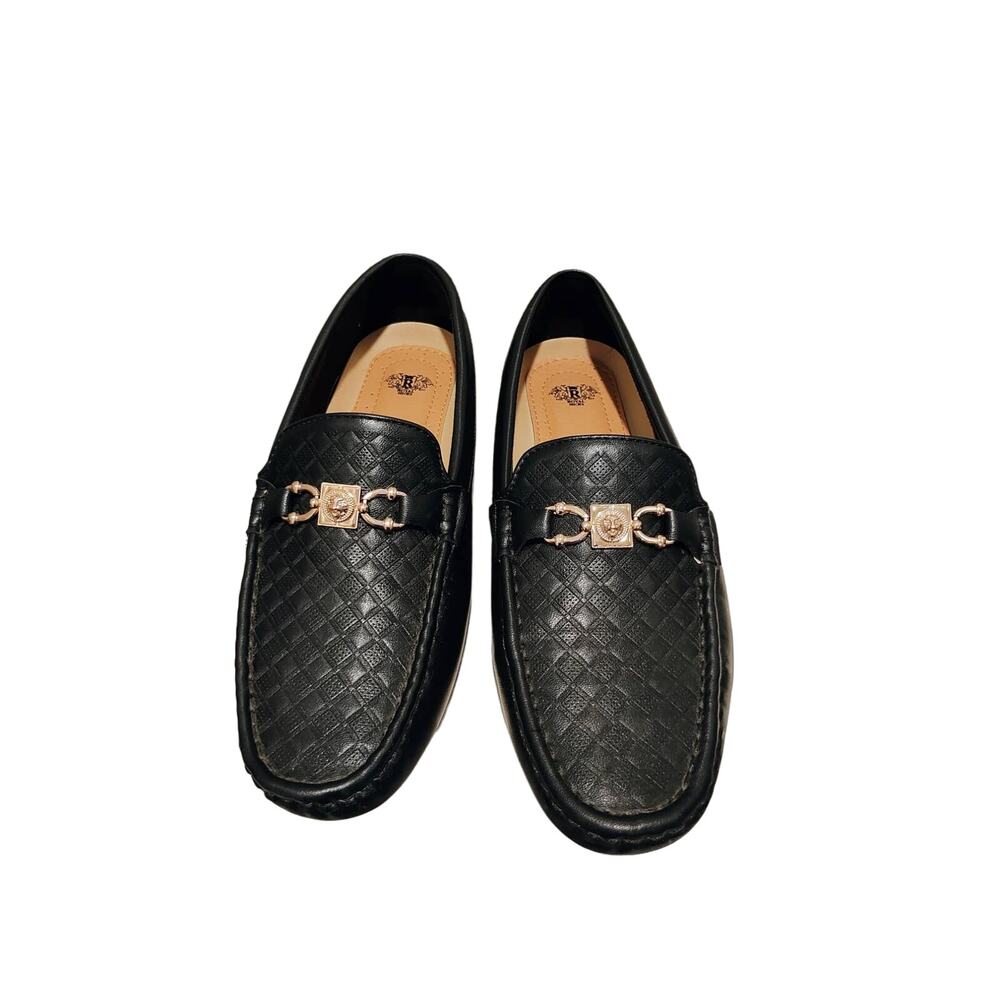 Royal Black Leather Fashion Loafers Adam Style Like New Size 7